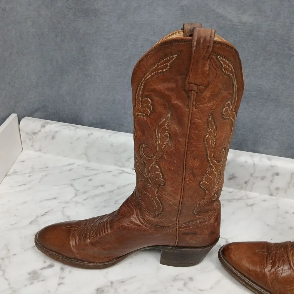 Nocona Men’s 10D Brown Leather Cowboy Western Boots USA Made